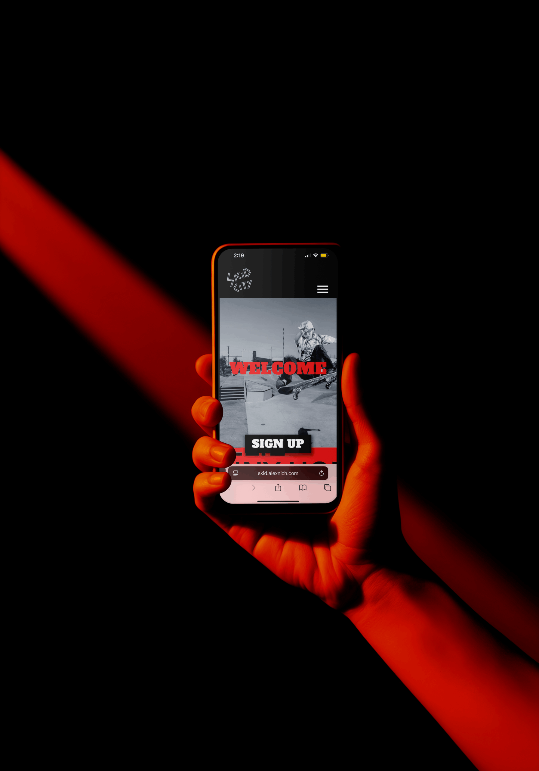 iphone mockup of home page